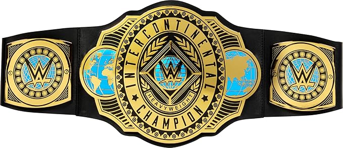 Mattel WWE Championship Title, Intercontinental Champion, Kid-Sized Belt Accessory for Role-Play & Costumes, 3+ feet Long with One-Time Adjustment