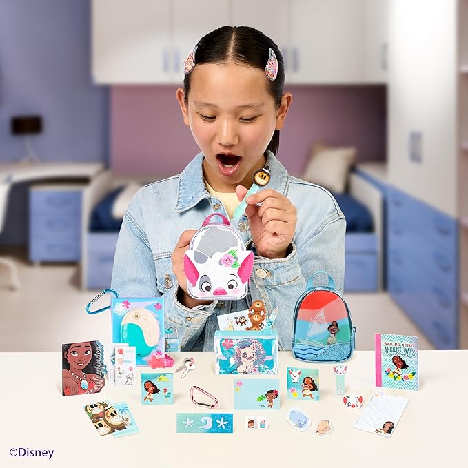 REAL LITTLES Disney Moana Fan Favorites 3 Pack, Includes Themed Micro Backpack, Handbag and Journal, with 15+ Micro Surprises Inside