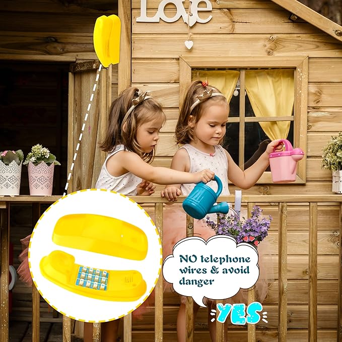2 Pack Swingset Phone Toys Playground Swing Set Telephone Plastic Pretend Play Telephone with Numeric Key for Kids Outdoor Playground Treehouse Accessories (Yellow)