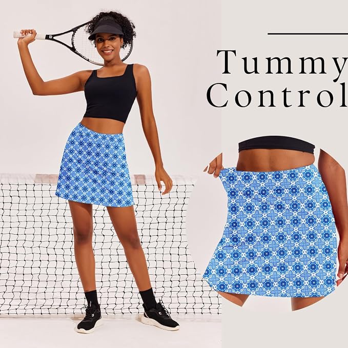 Ekouaer 16" Skorts for Women with Pockets Golf Pickleball Tennis Skirt | Silicone Grippers,2 Inner Pockets,Wide Waist,Side Slit Hem,Breathable,Soft,Lightweight