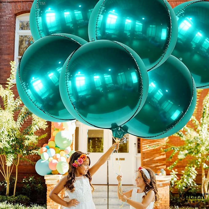 KatchOn, Metallic Emerald Green Balloons - Big 22 Inch, Pack of 6 | Dark Green Mylar Balloons, Emerald Green Foil Balloons for Emerald Green Party Decorations