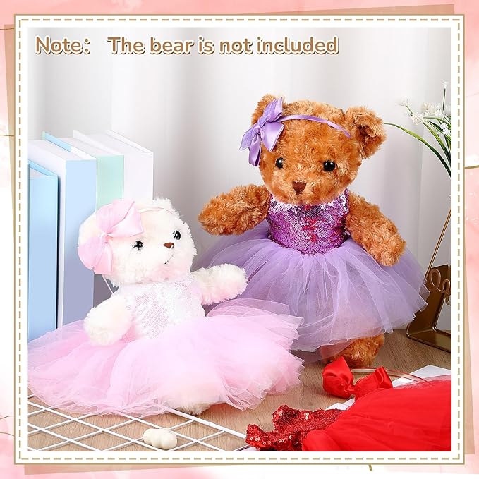 6 Pcs Bear Clothes Fit 12-16 Inch Stuffed Animals Bear Dress Skirt Make Your Own Stuffed Animals Cute Tiny Clothes(Vibrant,Tutu)
