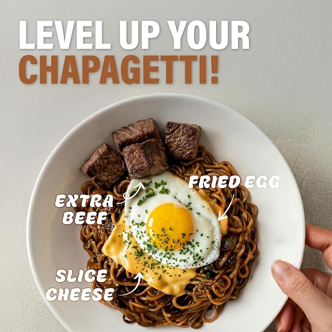 Nongshim Chapagetti, Black Bean Jajangmyeon Korean Ramen Noodles, 10 Pack | Black bean instant noodles with roasted chunjang sauce, onion-garlic notes, chewy sauce-coated finish