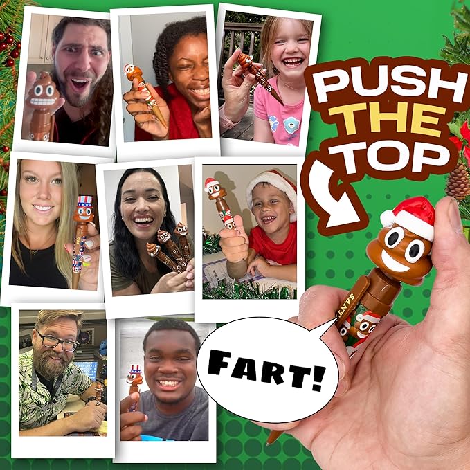 Farting Poop Pen with Multiple Funny Sounds - Perfect Halloween Games & Novelty Gift for Teens, Kids & Boys - Pen & Prank Toy for Halloween Parties, Games & Family Fun All Day (Santa)
