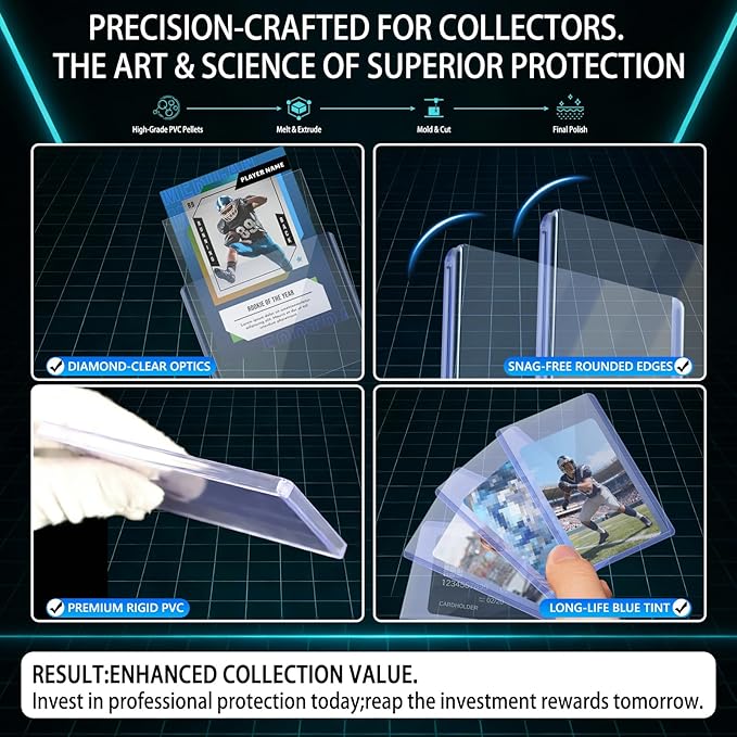 DEDC 2000 Card Sleeves Load Holder Storage for Trading Cards Sports Soft Penny Sleeves Hard Plastic 35PT Baseball Card Protector 3" x 4" Rigid Memorabilia Collectibles