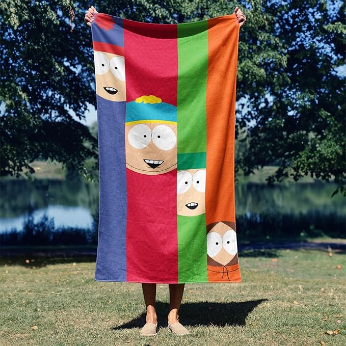 NORTHWEST South Park Beach Towel 2-Pack, Oversized, Soft, Absorbent, Sand-Free & Quick-Drying Pool Towels, Featuring Class Pic & Stripe Designs 30" x 60"