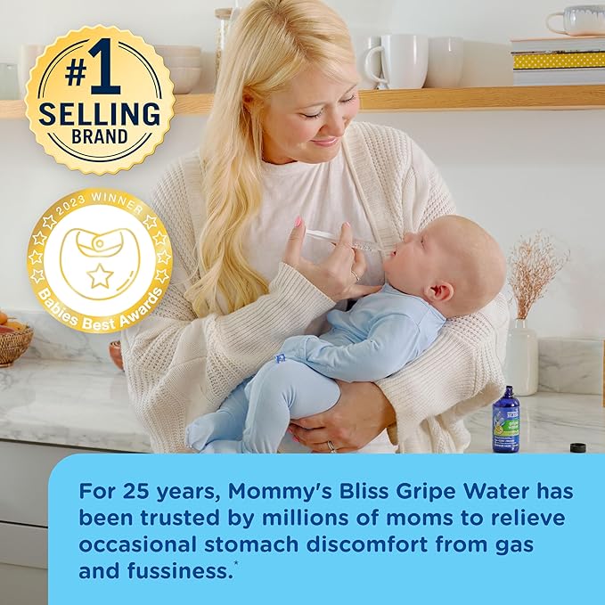 Mommy's Bliss Original Gripe Water, Gas and Colic Relief, Gentle and Safe, Made for Infants, 2 Weeks+, 4 Fl Oz (Pack of 4)