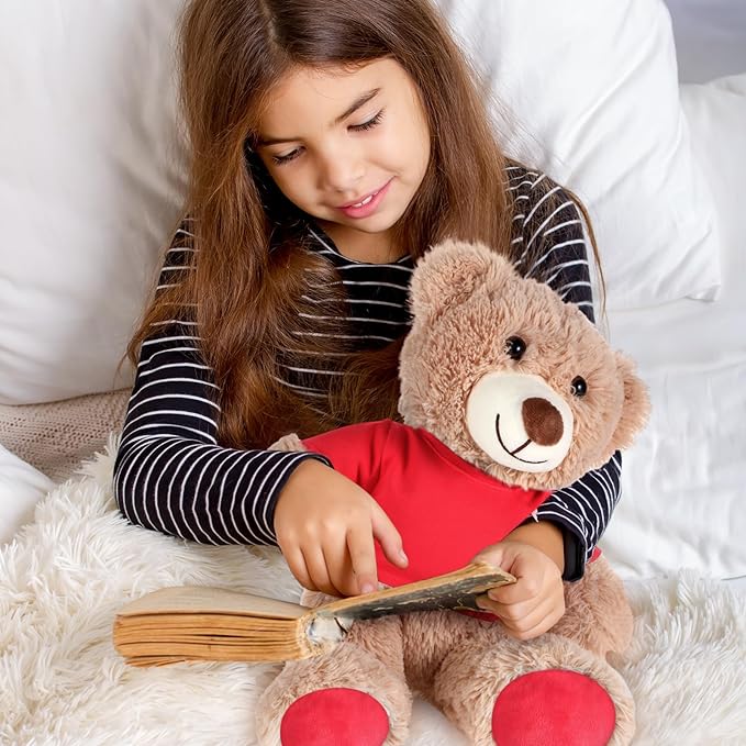 Bear Tee Shirt Fit Most Bear Clothes Stuffed Animal Clothes Shirt Basic Stuffed Bears Dolls Shirt (14-18inch,Red)