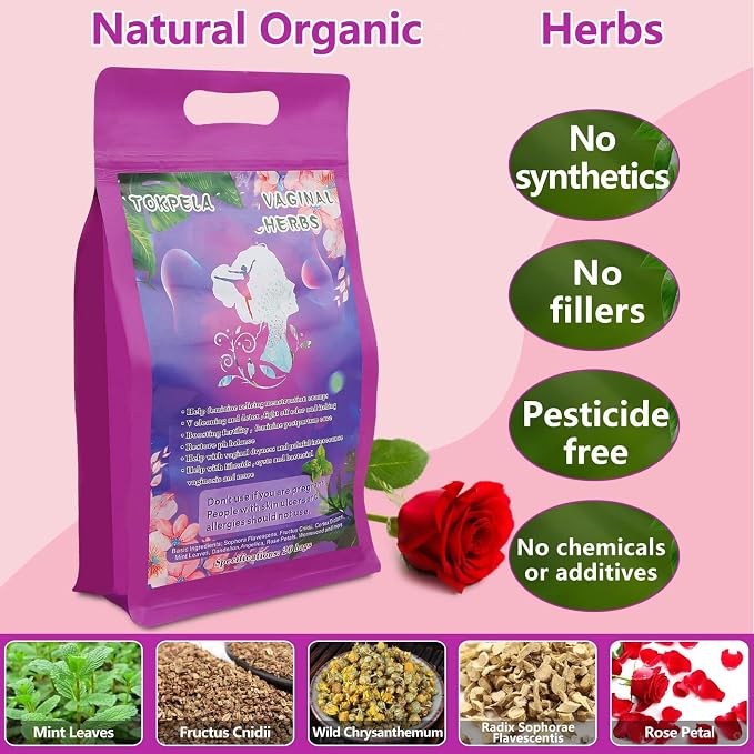 TOKPELA Yoni Herbs for Cleansing, 100% Organic V Steaming Herbs（Filter Bag Packaging), Yoni Kit, V Steam Herbs Tone & Rejuvenate for Women - V Cleansing，Ph Balance（20 Steams）