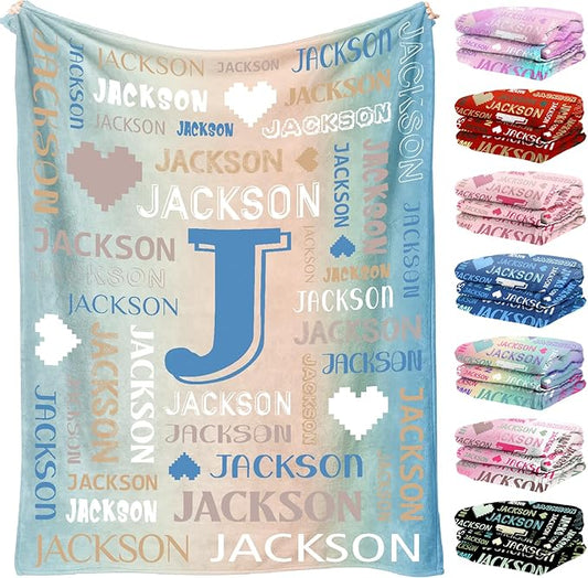 Personalized Name Blanket for Kids Adults, Custom Blanket with Name, Customized Baby Blanket for Girls Boys, Personalized Birthday Gifts for Women Men