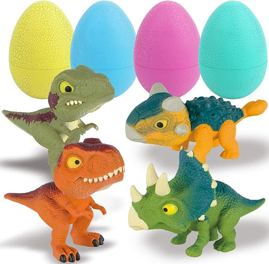 5.12" Dinosaur Egg Toy 4Pack, Exquisitely Carved Dinosaur Figures, Easter Eggs, Suitable for Boys and Girls