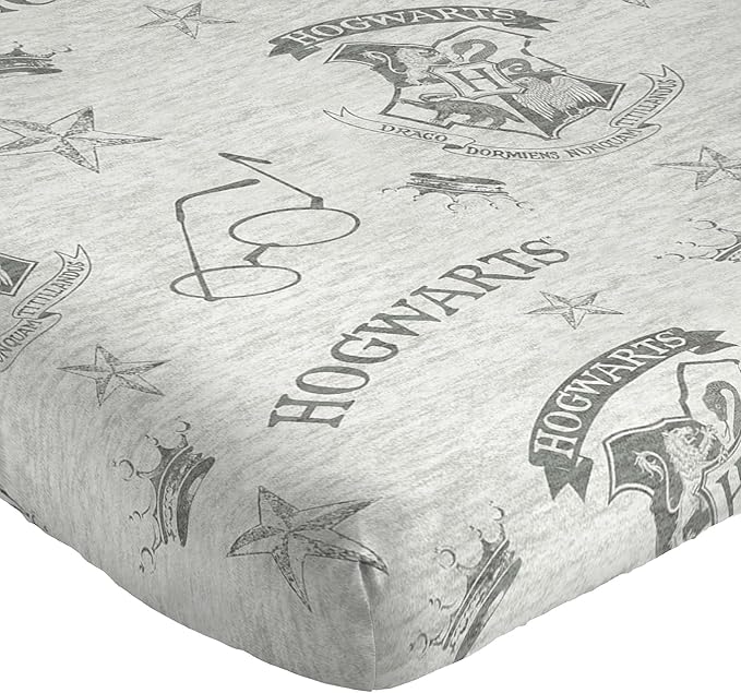 Jay Franco Kids Sheet Set with Fitted, Flat Sheets & Pillow Cover - Ultra-Soft Bedding with Pillowcase for Room Decor, Gray - Harry Potter, 3 Piece Twin