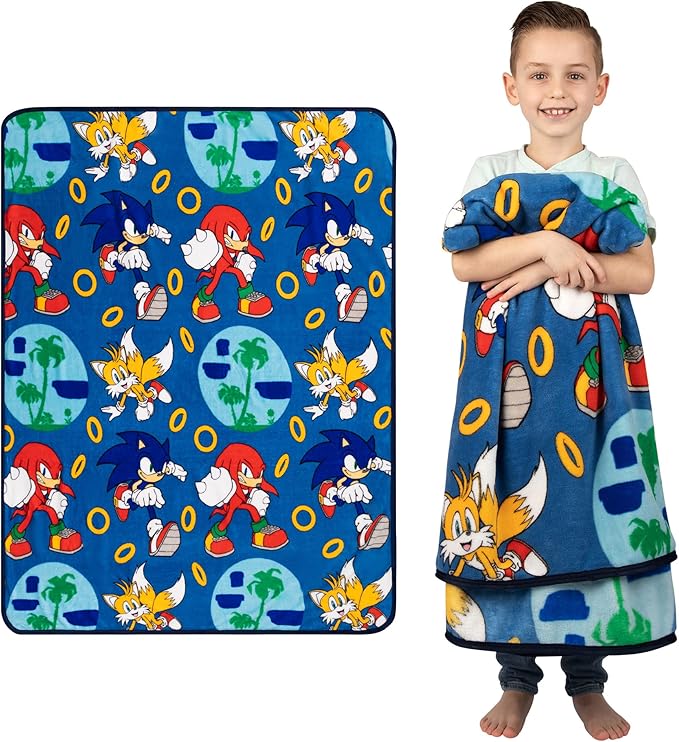 Franco Kids Bedding Super Soft Plush Throw Blanket,46 in x 60 in,Sonic The Hedgehog,Anime,(Pack of 6)