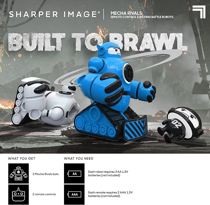 Sharper Image Mecha Rivals Remote Control Battle Robots, Two-Player Wireless Fighting Robots Game Set with Lights & Sounds, Solo & Versus Modes, Ejector Seats, Toys for 6+ Year Old Boys & Girls