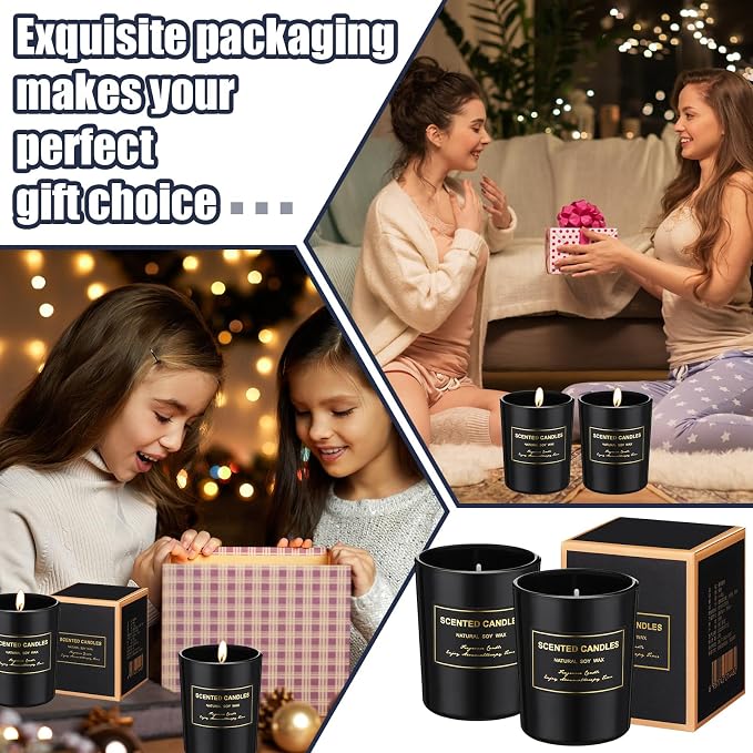 MTLEE 48 Pcs Scented Candles Bulk End of Year Teacher Thank You Gift Candles Wedding Aromatherapy Soy Wax Jar for Birthday CNA Week Appreciation Staff Coworker Guest Favor(Black)