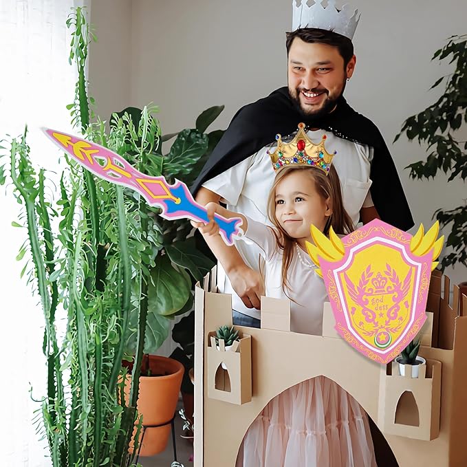 RICHNESS Kids Toy Swords and Shields Foam Play Sword and Shield for Kids Dress Up and Costumes Pack of 2 Players
