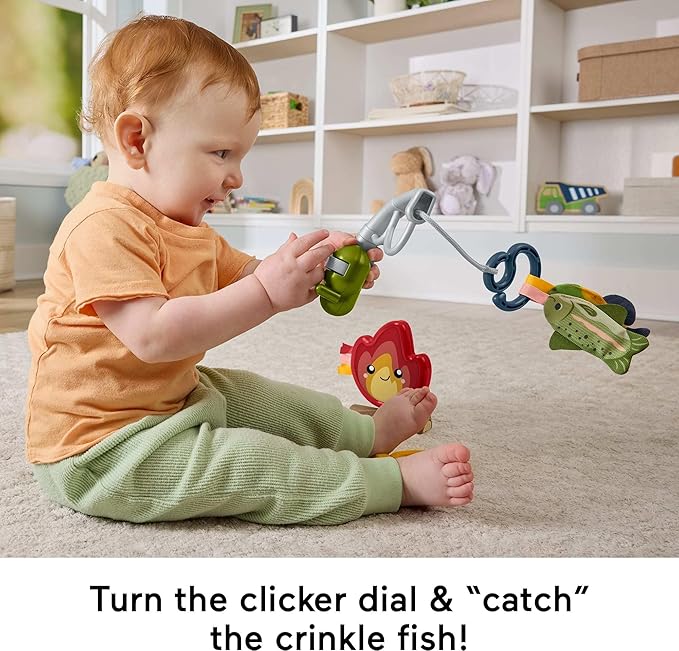 Fisher-Price Baby Toys Mini Me Moments Camp & Crinkle Set, 7-Piece Fishing & Hiking Sensory Activities for Newborn Play Ages 3+ Months
