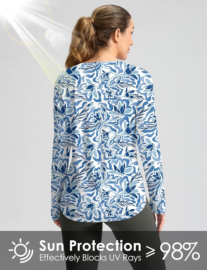 Women's Sun Shirts UPF 50+ Long Sleeve UV Protection Shirt Lightweight Quick Dry Workout Hiking Tops for Women
