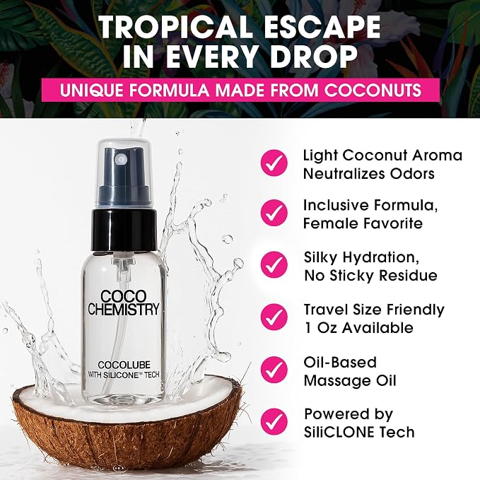 Cocolube Spray - 1oz Coconut Oil Hydrating Body and Massage Oil with SiliCLONE Technology, Lightweight, Non-Greasy Moisturizer for Skin and Hair, Silicone-Free, Travel Size, Ultimate and Comfort