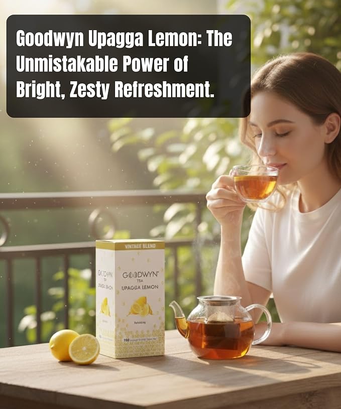 Goodwyn Lemon Black Tea – 100 Individually Wrapped Plastic-Free Tea Bags, Lemongrass Black Tea with Natural Lemon Flavor, Medium Caffeine, Sugar-Free Gluten-Free Travel-Friendly