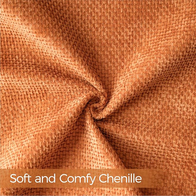 a moment Orange Chenille Throw Pillow Covers 18x18 Inch Pack of 2 Modern Decorative Throw Pillow Covers Farmhouse Cross Covers Home Decor for Sofa Bedroom Living Room