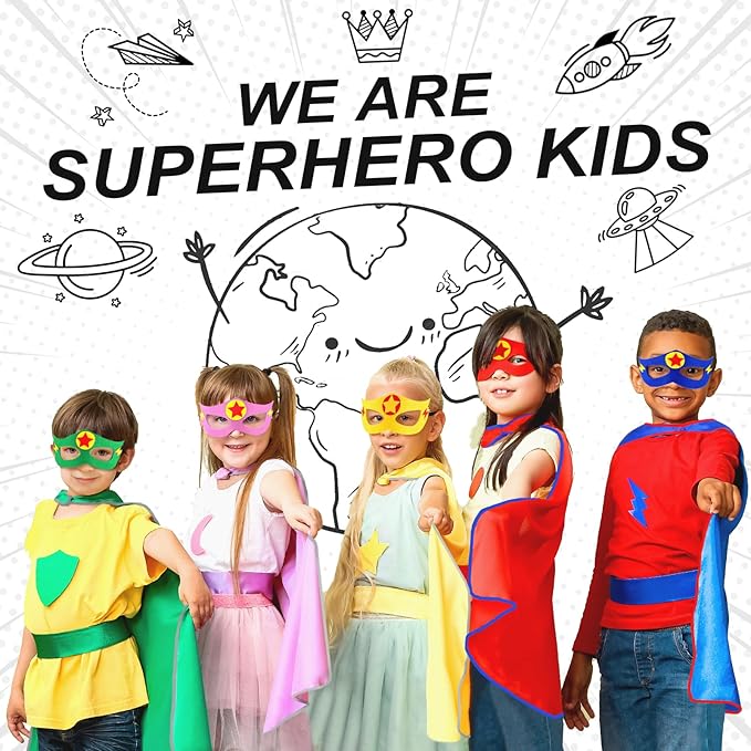 iROLEWIN Superhero-Capes for Kids Bulk 20 Pack Superhero Party Favors Toddler Dress-up Halloween Group Costumes Pretend Play