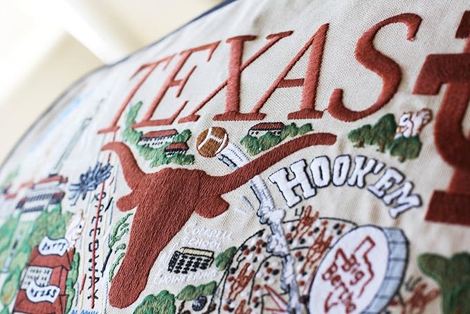 Catstudio Throw Pillow, University of Texas Embroidered Pillow - Collegiate Decorative Pillows for Longhorns Fans for Graduation, Game Day, Alums and Parents