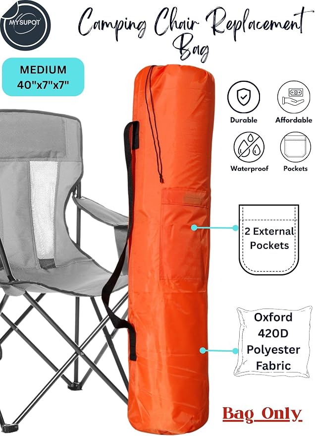 Replacement Bag for Folding Camping Chair, Portable Camp Chair, Hammock, Yoga Mat, Umbrella, Tents, Tripods, Fishing Poles - 420D Oxford Polyester Fabric