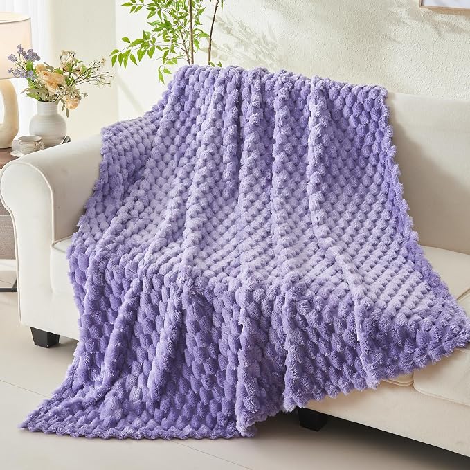 NEWCOSPLAY Fleece Clouds Cozy Throw Blanket for Couch, Lavender, 50"x60" | Premium Silky Flannel Blanket, Soft Lightweight Fluffy Throw Blanket for Bed Sofa Decor, Gift for All Season Use