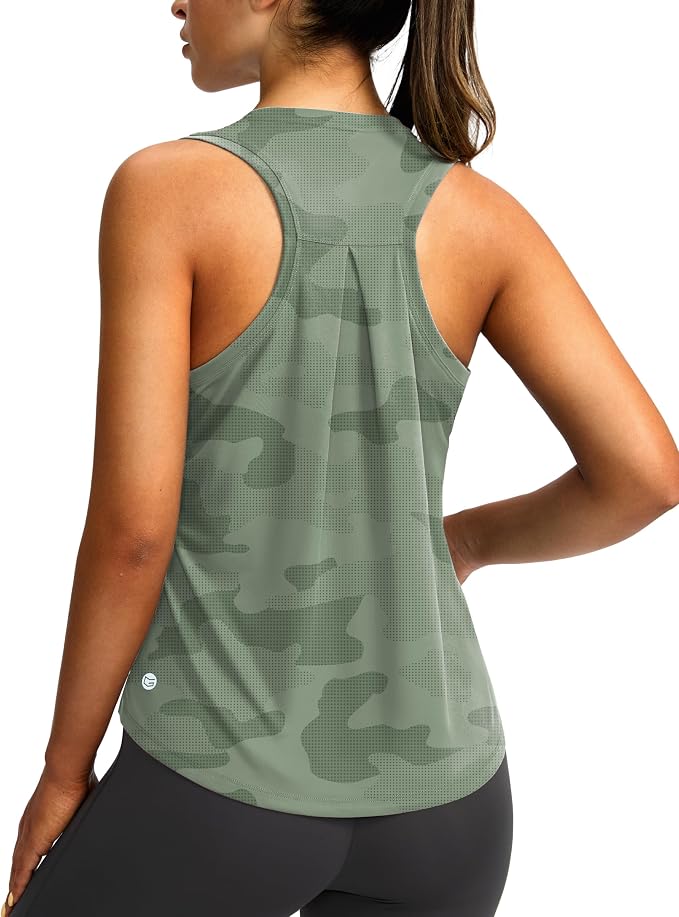 Women's Workout Tops Racerback Athletic Tank Tops Sleeveless Loose Fit Yoga Running Gym Shirts for Women