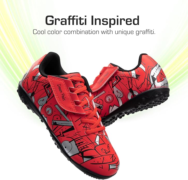 DREAM PAIRS Boys Girls Indoor Turf Soccer Cleats Lace Up Athletic Youth Futsal Football Casual Shoes for Little/Big Kid