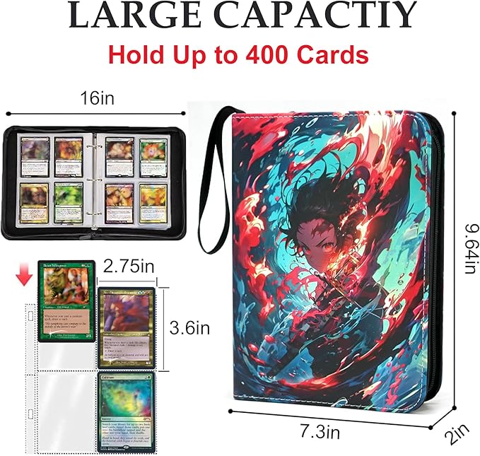 400 Pockets Card Binder for Anime Cards,Portable Waterproof One Piece Cards Storage Book with Removable Sleeves
