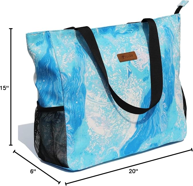 ESVAN LARGE BEACH BAG Water Resistant Lightweight 20 inch Women Oversize Tote Bag for Gym Beach Travel Pool Yoga Nurse