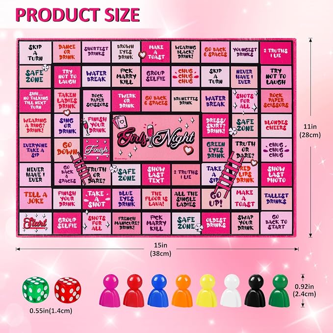 Fofeadm Drinking Games for Adult, Girls Night Rubber Mat Drinking Board Games, Funny Party Interactive Drinking Games for Girls Night, Bachelorette Party, Age 21+, 2-8 Players