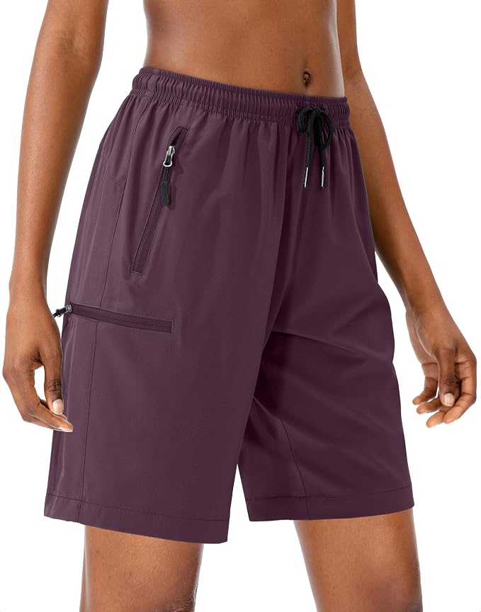 SANTINY Women's 5''/ 7''/9'' Hiking Cargo Shorts Quick Dry Lightweight Summer Shorts for Women Athletic Golf Zipper Pockets
