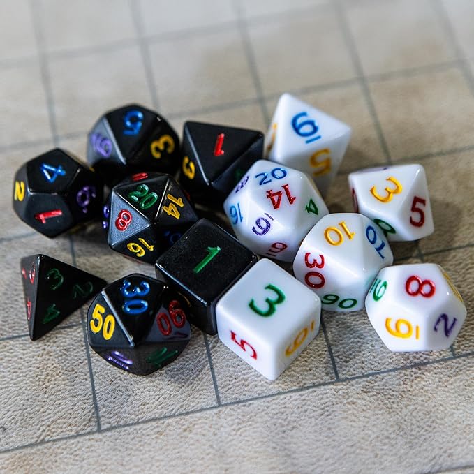 1985 Games Mystery Dice, Set of 7 Polyhedral Dice, Wide Range of Patterns, Gaming Dice, Suitable for Role Playing, Table Games (Pack of 6)