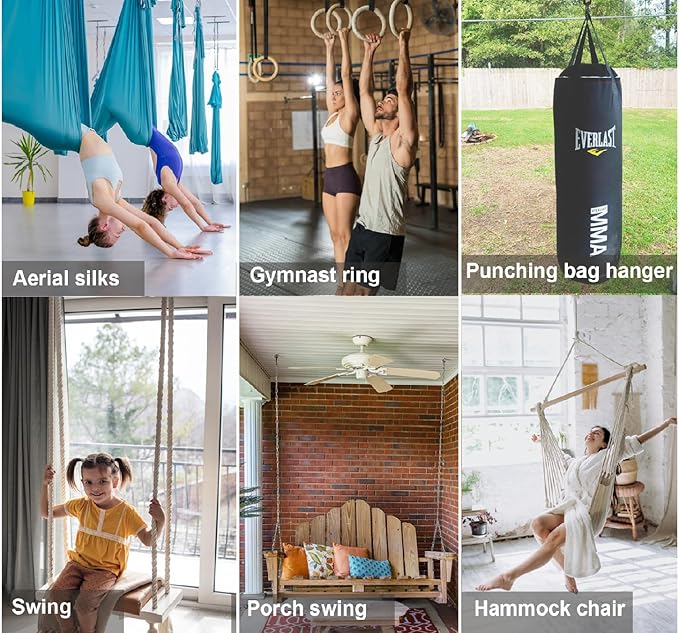 Swing Hanger Ceiling Mount with Double Bearing Hanging Chair Hanger 900 LB Capacity Stainless Steel Hammock Hardware 360° Swing Hook for Aerial Silks, Punching Bag, Hanging Chair, Gymnast Ring