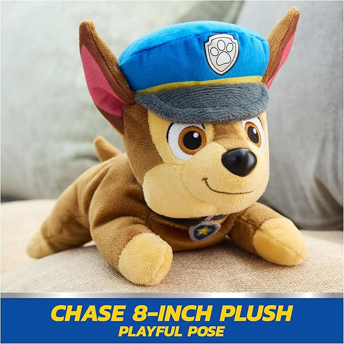 Paw Patrol GUND Chase Plush, Official Lounging Chase Plush Toy, Weighted Stuffed Animal, Sensory Toy for Ages 1 and Up, 8”