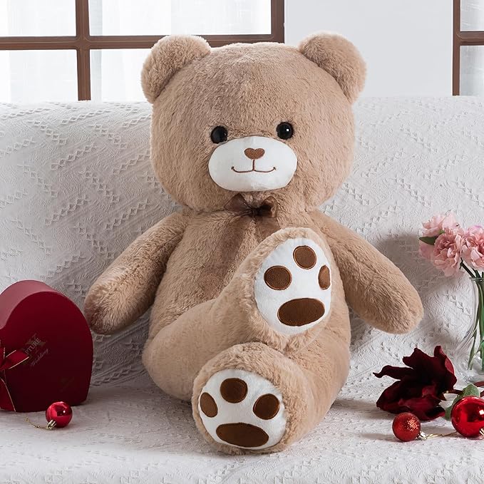 Big Teddy Bear 3 Feet Giant Stuffed Animal Brown Large Teddy Bear Stuffed Animals Huge Stuffed Bear Plush Toy for Girlfriend Women Kids for Halloween Christmas