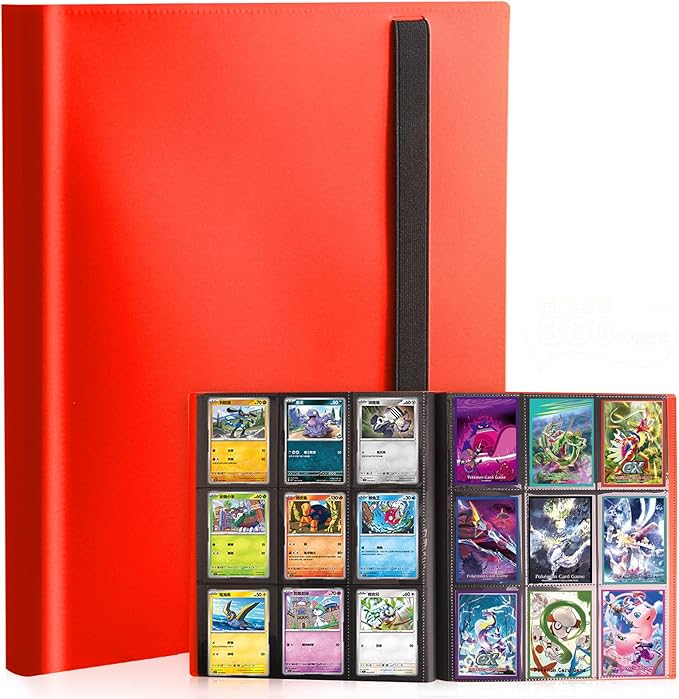Card Binder, 9 Pocket Trading Card Album Folder,20 Pages, 360 Card Capacity Sports Card Binder, Premium Card Binders Compatible with MTG, TCG, Baseball Cards (Red)