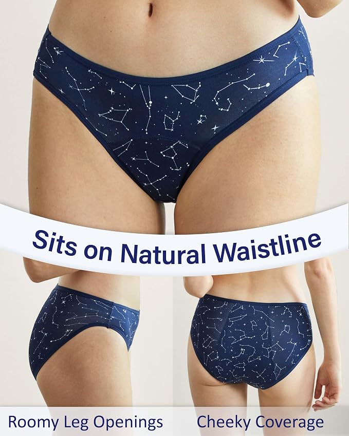 Neione Period Underwear Menstrual Panties Comfortable Modal Bikini Cheeky Briefs for Women Girls