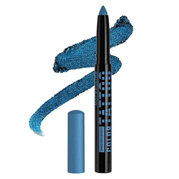 MAYBELLINE Color Tattoo Longwear Multi-Use Eye Shadow Stix, All-In-One Eye Makeup for Up to 24HR Wear, I am Extravagant (Blue Shimmer), 1 Count