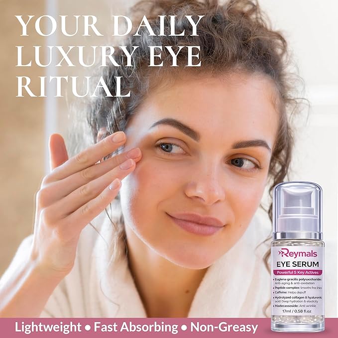 Eye Serum for Dark Circles and Puffiness, Multi Peptide and Caffeine Under Eye Treatment for Eye Bags, Wrinkles and Fine Lines, Anti Aging Firming and Tightening Formula, 0.58 Fl Oz