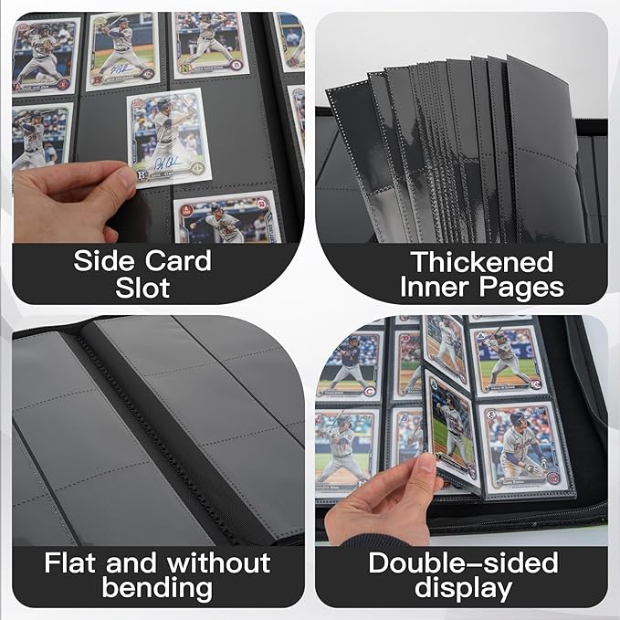 Premium Card Binder 12 Pocket for 720 Pockets Trading Card Binder, PU Zipper Card Collection Album, Book Holder for MTG, TCG, Game Cards, Sports Cards(Purple)