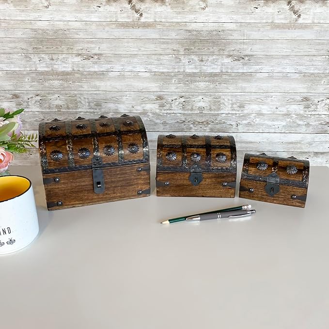 Treasure Chest Keepsake and Jewelry Box Wood - Decorative Treasure Box