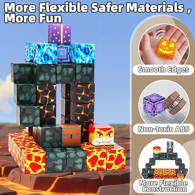 Magnetic Blocks,100PCS Magnetic Building Blocks,Magnet Blocks Build 3D World Stacking Toys,STEM Sensory Educational Toys Gifts Set for Kids Toddlers Boys 3 4 5 6 7 8 9+ Year Old