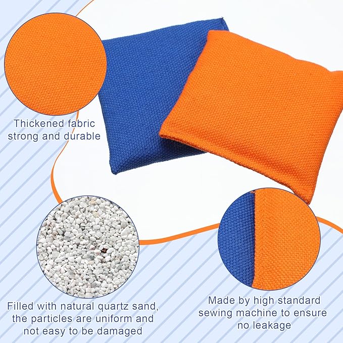 Sotiff 24 Pcs Bean Bags Mini Nylon Cornhole Bean Bags for Kids Tossing Fun Sports Outdoor Family Games Carnival Toy Patriotic Small Beanbag Hand Toss Party Game Supplies for Kid Adult (Blue, Orange)