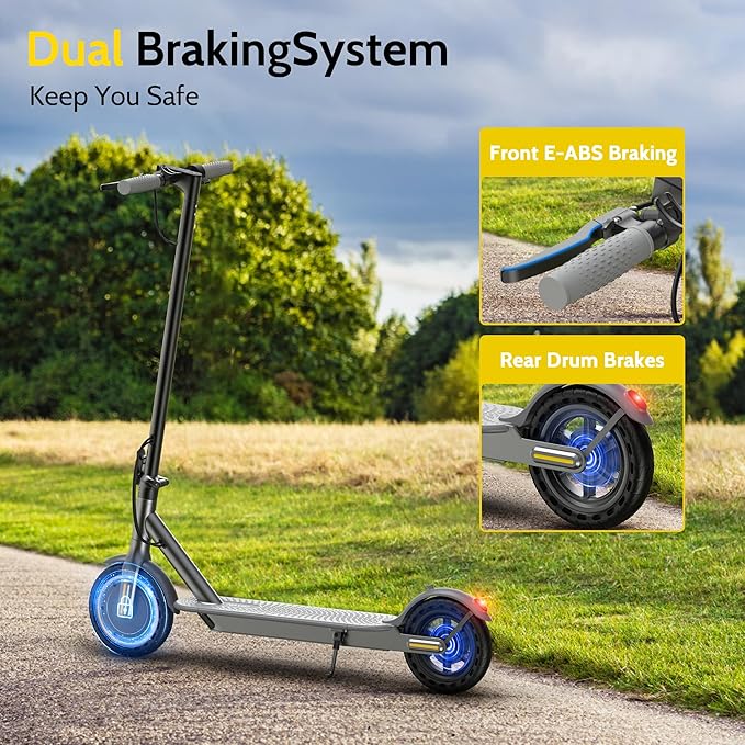 NAVIC Electric Scooter with Dual Suspension/Braking, 350W/500W Motor, 19/22 Mph,Max 22/25/27/49Miles Range, Foldable E Scooter for Adults with App