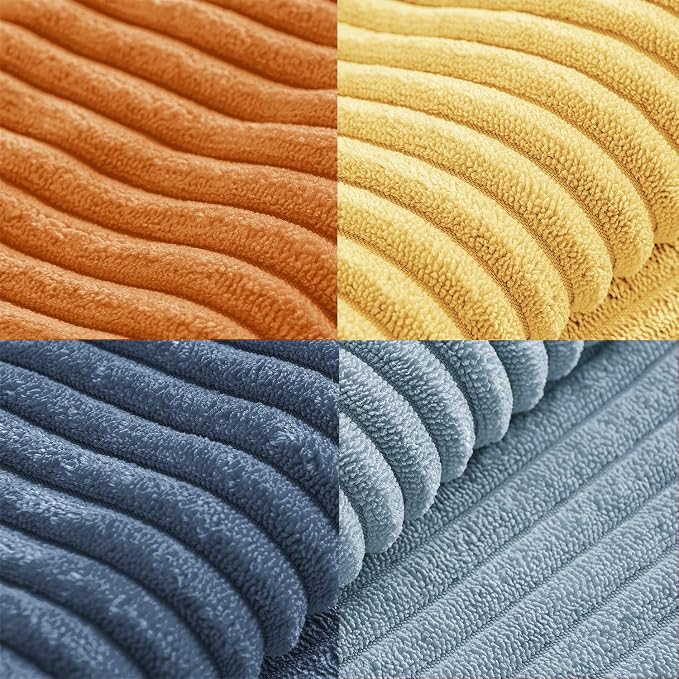 MIULEE Summer Yellow Blue Decorative Throw Pillow Covers 20x20 Inch Set of 4 Soft Corduroy Boho Patchwork Pillow Covers Modern Farmhouse Bright Home Decor for Sofa Living Room Couch Bed