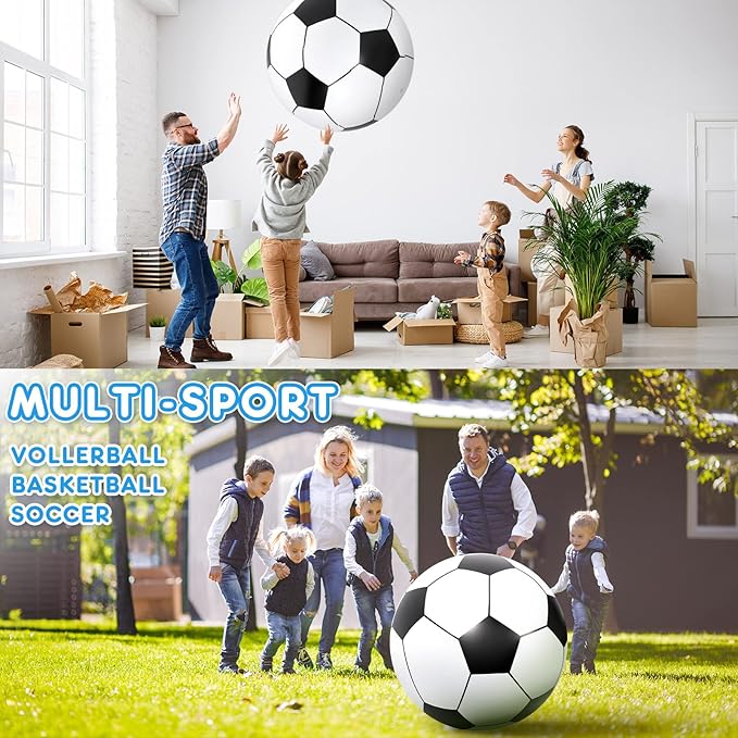 Lewtemi 4 Pcs Inflatable Beach Soccer Ball for Kids 27" Giant Inflatable Football Large Sport Balls for Kids Outdoor Activity Game Pool Toys Decoration Party Favor